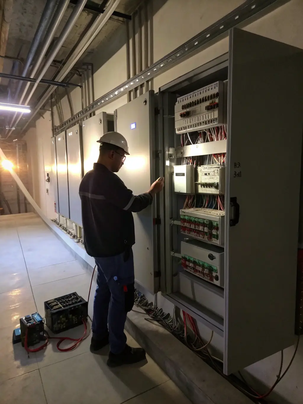 An outdated electrical panel being replaced with a modern, high-capacity panel by T&G Electric LLC, demonstrating their panel upgrade services.